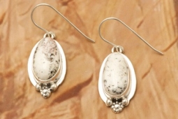 White Buffalo Turquoise Sterling Silver Native American Earrings